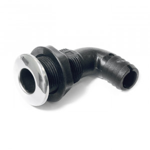 Стакан дренажный угловой SUNFINE 25мм с нержавеющей накладкой, основание пластик