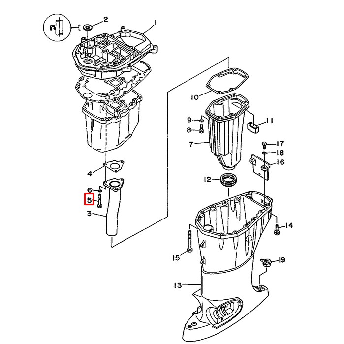 Болт крепления трубы выхлопа Yamaha F50A (62Y) (97080-06045) (Yamaha), арт. 97080-06045,          YAMAHA 