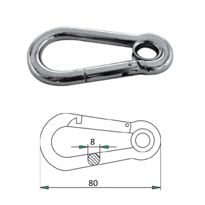 Гак-карабин с проушиной  8х80мм 