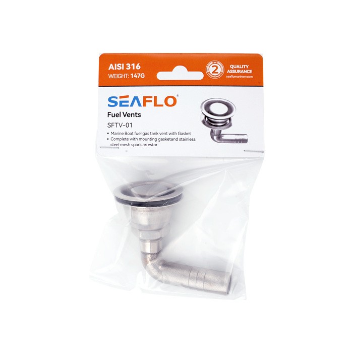 Горловина вентиляционная с установкой заподлицо Seaflo с угловым патрубком, 16 мм, арт. SFTV-01,          SeaFlo 
