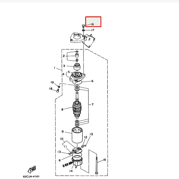 Болт крепления стартера Yamaha 25-30 (97024-08030;970-24080-30;97013-08030) (Yamaha), арт. 97024-08030,          YAMAHA 