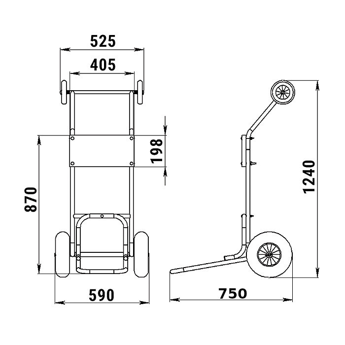 Тележка для ПЛМ с дополнительными колесами, арт. 060122T,          Техномарин 