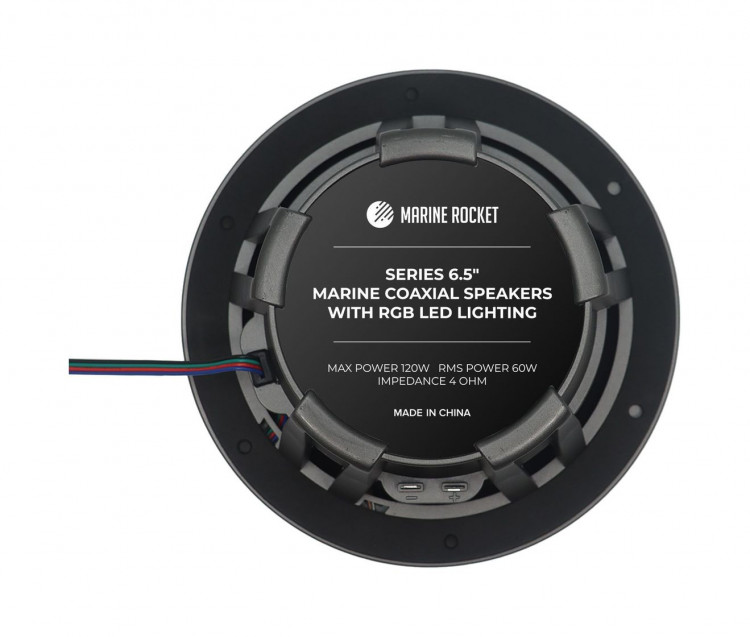 Морская акустика 6,5" с RGB, с подсветкой по контуру, арт. M165KMR,          MARINE ROCKET 