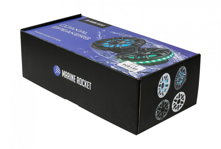 Морская акустика 6,5" с RGB, с подсветкой по контуру, арт. M165KMR,          MARINE ROCKET 