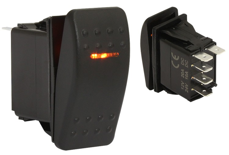 Клавишный выключатель, 1 светодиод, трехпозиционный, арт. 10264189,  