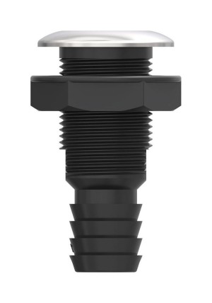 Разъем водосброса с обратным клапаном под шланг 19 мм и крышкой из нержавеющей стали, черный