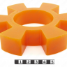 Вставка упругой муфты эластичная (звездочка) 130*60*25 , M72/оранжевый , с отверстием, 6 лучей трапециевидной формы, 33-01-1073-poly  