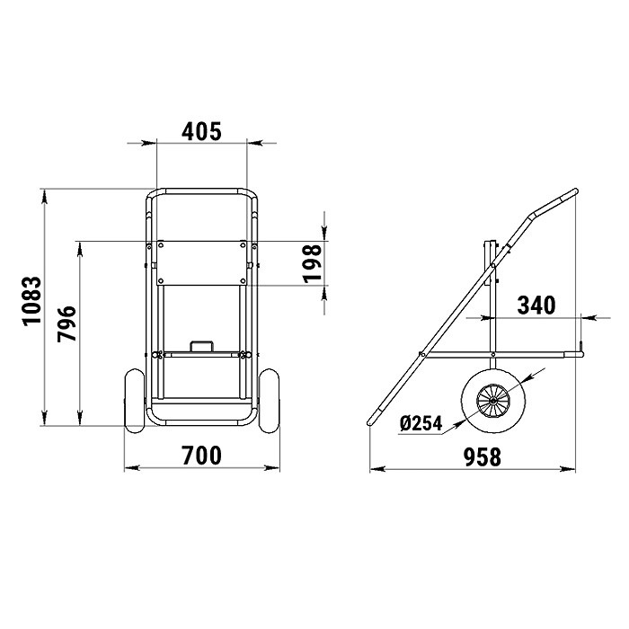 Тележка для ПЛМ с местом для топливного бака, арт. 060125T,          Техномарин 