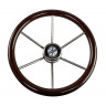 Рулевое колесо LEADER WOOD деревянный обод серебряные спицы д. 390 мм 