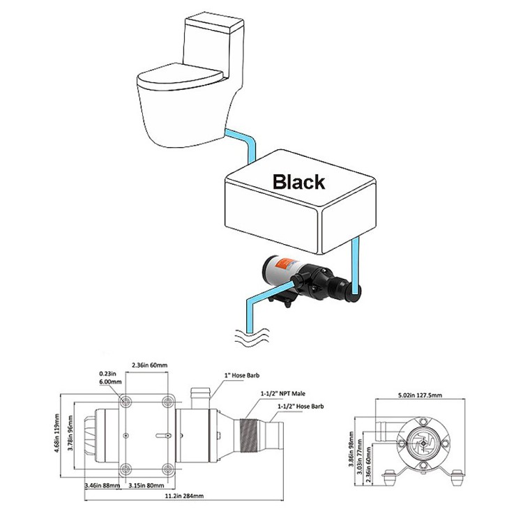 Мацераторная помпа, 45 л/мин, 24 В, арт. 10263473,          SeaFlo 