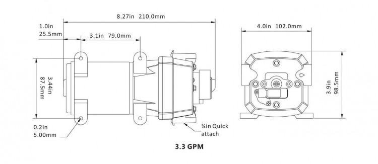Помпа водоподающая мембранная SeaFlo, 12 В, 10 л/мин, 1.2 бар, 3 А, арт. SFDP102701741,          SeaFlo 