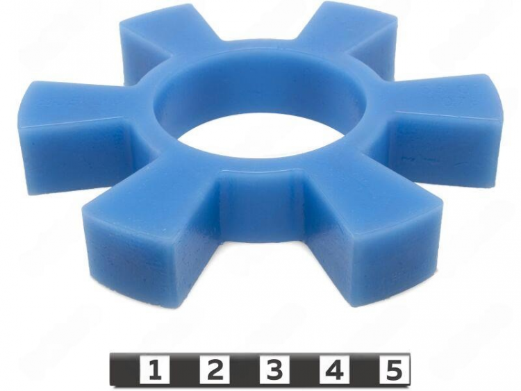 Вставка упругой муфты эластичная (звездочка) 95*42*16, M87/синий, с отверстием, 6 лучей трапециевидной формы, 33-01-1076-poly , арт. 33-01-1076-poly,          Полиуретан 