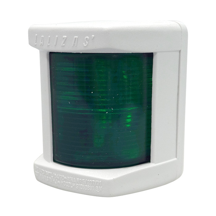 Огонь бортовой зеленый серии "Classic 12", белый корпус, арт. 30101,          Lalizas 