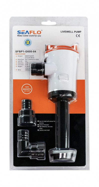 Аэратор вертикальный 12 В, 600 GPH ( 2271, 2 л/час), SeaFlo, арт. SFBP1G60004,          SeaFlo 