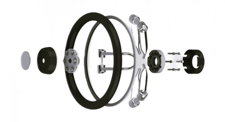 Рулевое колесо NESEA обод черный, спицы серебряные, арт. VN123522-01,          Volanti Luisi  Рулевое колесо NESEA обод черный, спицы серебряные, арт. VN123522-01,          Volanti Luisi