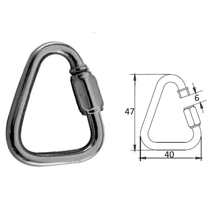 Гак-карабин треугольный  5 мм AISI 316, арт. 1703-0105,          CIM 