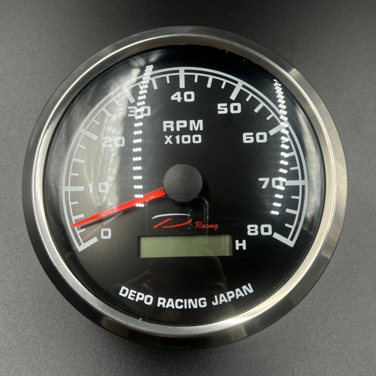 Тахометр 0-8000 об/мин д.110мм (черный, хромированный ободок) (DEPO), арт. DPN110TAHRB-80,          DEPO 