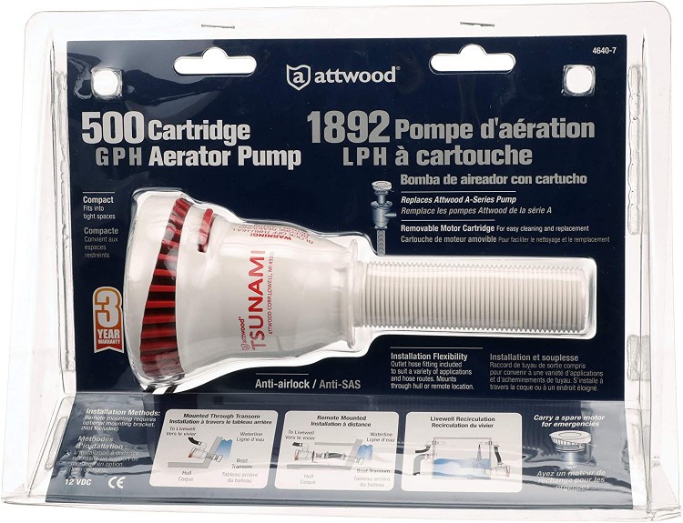 Помпа аэраторная Attwood Tsunami T500, арт. ATT-4640-7,          Attwood  Помпа аэраторная Attwood Tsunami T500, арт. ATT-4640-7,          Attwood