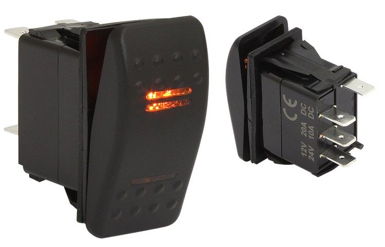 Клавишный выключатель, 2 светодиода, трехпозиционный, арт. 10264192,          Мореман 