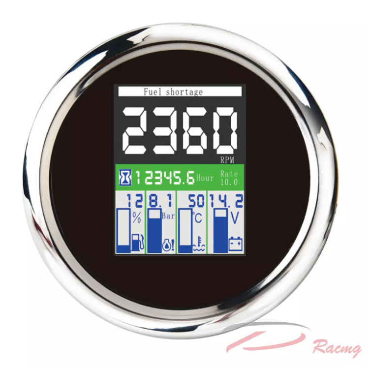 Прибор многофункциональный электронный 6в1 (д.85мм; черный, хромированный ободок) (DEPO), арт. DPD85B-5,          DEPO 