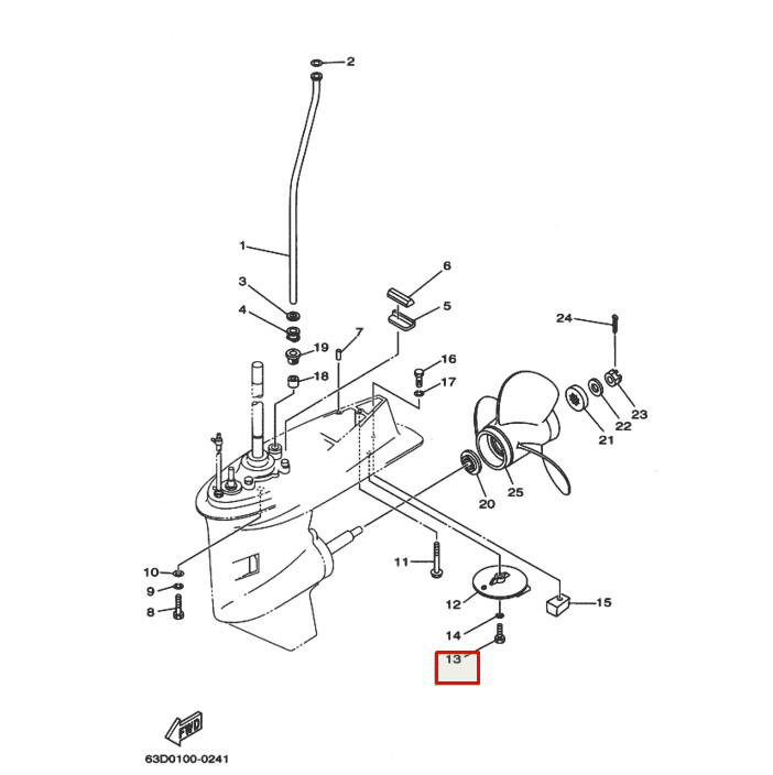 Болт Yamaha 6-250, F4-250 (97095-08025) (Yamaha), арт. 97095-08025,          YAMAHA 