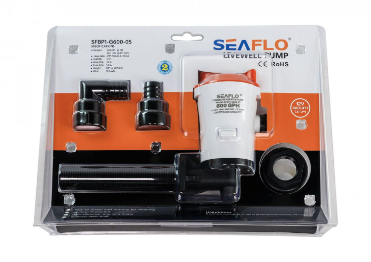 Аэратор горизонтальный 12 В, 600 GPH ( 2271, 2 л/час), SeaFlo, арт. SFBP1G60005,          SeaFlo 