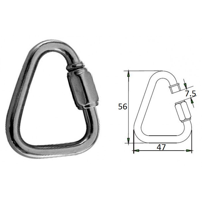 Гак-карабин треугольный  6 мм AISI 316, арт. 1703-0106,          CIM 