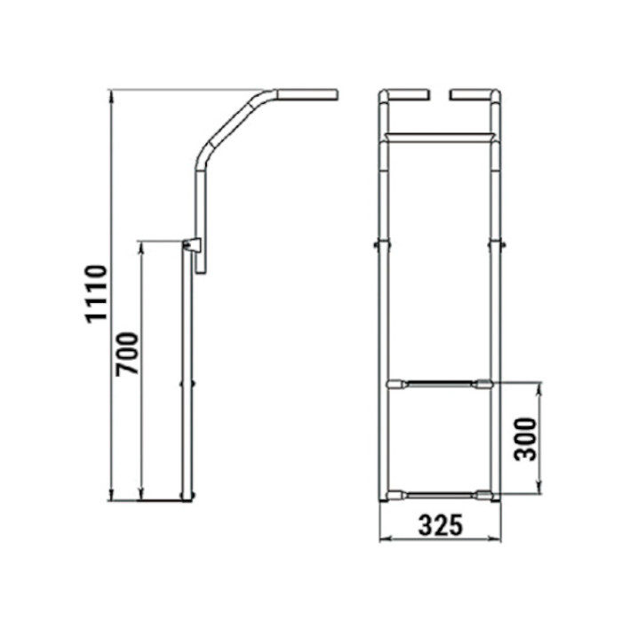 Трап складной для надувных лодок, 2 черных ступени (ширина 325 мм.), арт. 040113BT,          Техномарин 