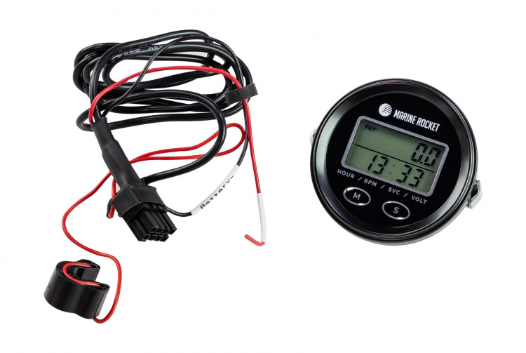 Тахометр универсальный со счетчиком моточасов, подсветкой и внешним питанием, арт. THM102MR,          MARINE ROCKET  Тахометр универсальный со счетчиком моточасов, подсветкой и внешним питанием, арт. THM102MR,          MARINE ROCKET