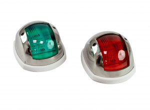 Огни ходовые 89х55 мм комплект (красный, зеленый), LED, нержавеющий корпус