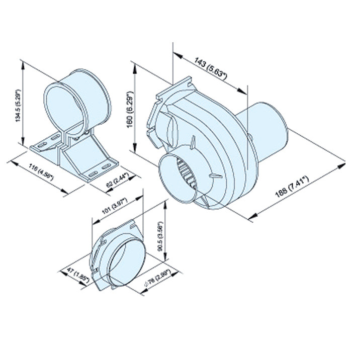 Вентилятор трюмный 12В, 2547 л/мин, арт. TMC-0370201,          TMC 
