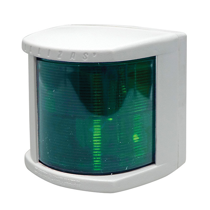 Огонь бортовой зеленый серии "Classic 20", белый корпус, арт. 30511,          Lalizas 