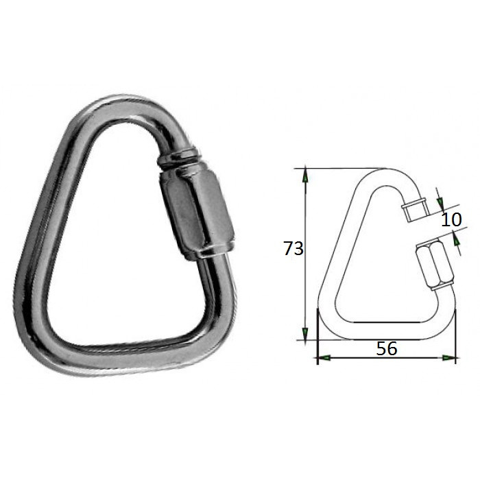 Гак-карабин треугольный  8 мм AISI 316 