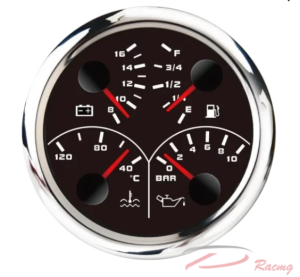 Прибор многофункциональный аналоговый 4в1 (д.85мм; черный, хромированный ободок) (DEPO)