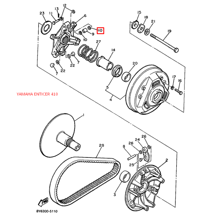 Шайба ведущего шкива вариатора YAMAHA ET340 ENTICER (Yamaha), арт. 90202-06113,          YAMAHA 