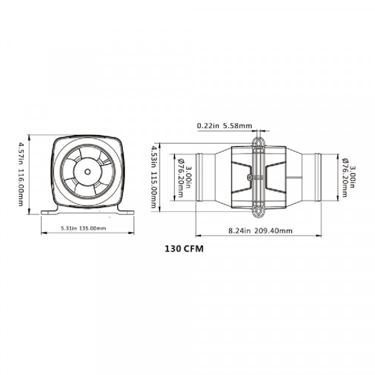 Вентилятор SeaFlo канальный, 3681 л/мин, 12V 3681 л/мин, арт. SFIB1-130-01-ts,          SeaFlo  Вентилятор SeaFlo канальный, 3681 л/мин, 12V 3681 л/мин, арт. SFIB1-130-01-ts,          SeaFlo