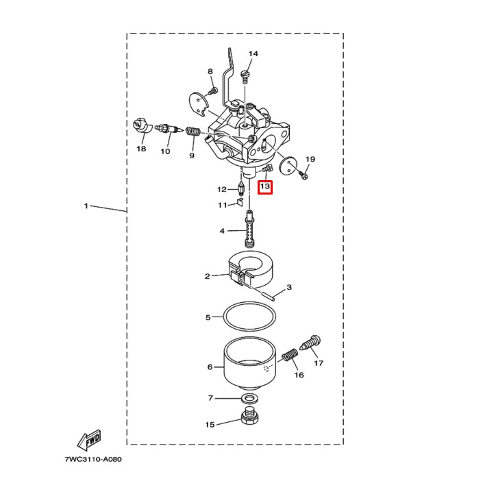 Жиклёр главный генератора EF1400-2500 (#91.3), арт. 1HX-1423E-36-A0,          Nano Protech 