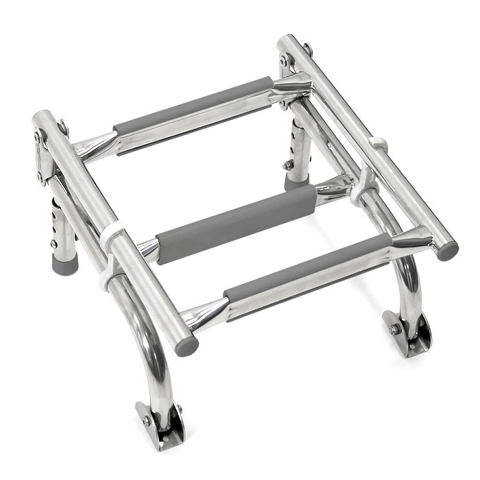 Трап складной с вертикальным креплением, 3 серых ступени (ширина 270 мм.), арт. 040172GT,          Техномарин 