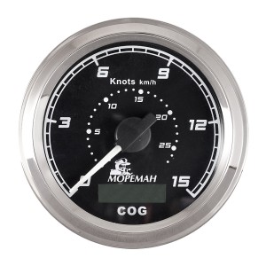 GPS спидометр, 15 узлов, черный циферблат