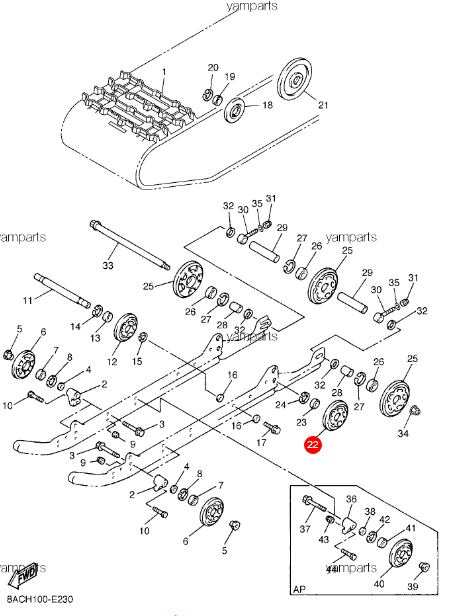 Ролик трака  для снегоходов YAMAHA Viking VK540 8U7-47320-00-00, арт. 8U7-47320-00-00,          YAMAHA   Ролик трака  для снегоходов YAMAHA Viking VK540 8U7-47320-00-00, арт. 8U7-47320-00-00,          YAMAHA