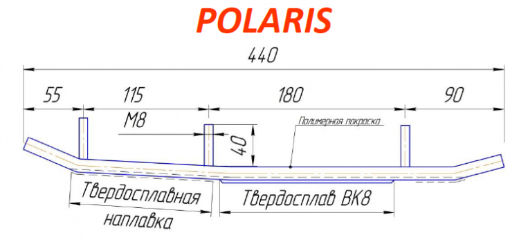 Коньки победитовые Polaris, 2875723, усиленные, 9045-04, LCR-3S       