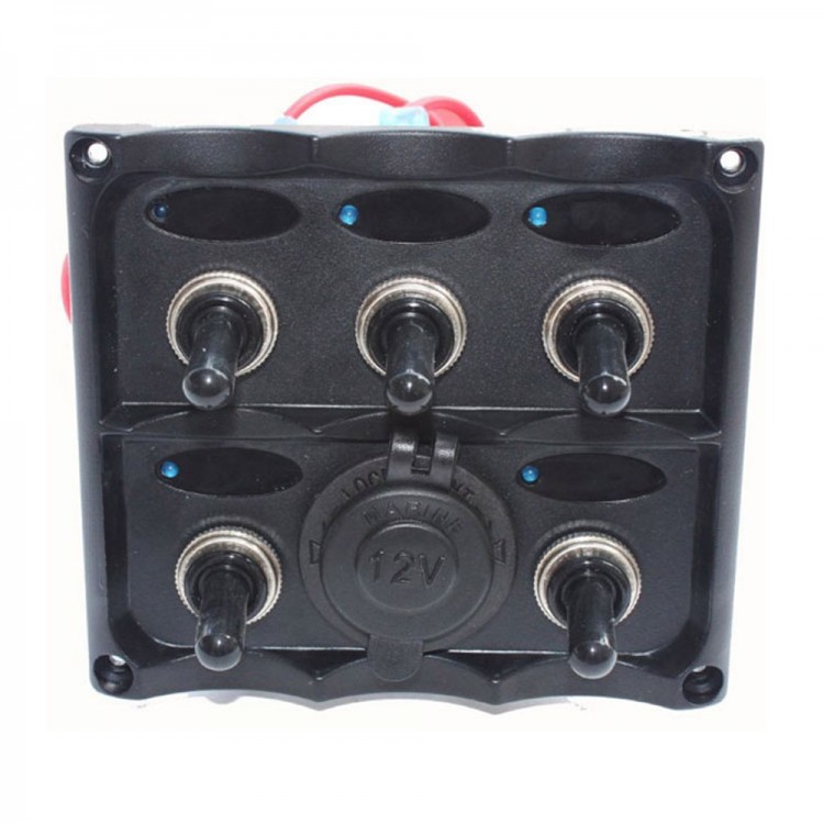 Панель бортового питания  5 переключателей, разъем прикуриватель, индикация, SK-TF5J/S-ts, арт. SK-TF5J/S-ts,          Skipper 