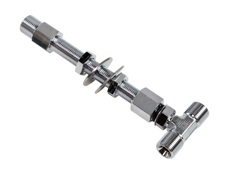 Фитинг T- образный 3/8" для сквозного монтажа гидравлического шланга через переборку, Sea First, арт. BFK3-T,  