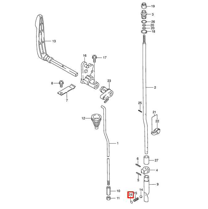 Стопор пружины тяги вкл. скорости Suzuki DF40-70 DT25-115 (Япония), арт. 21121-93300,          SUZUKI 