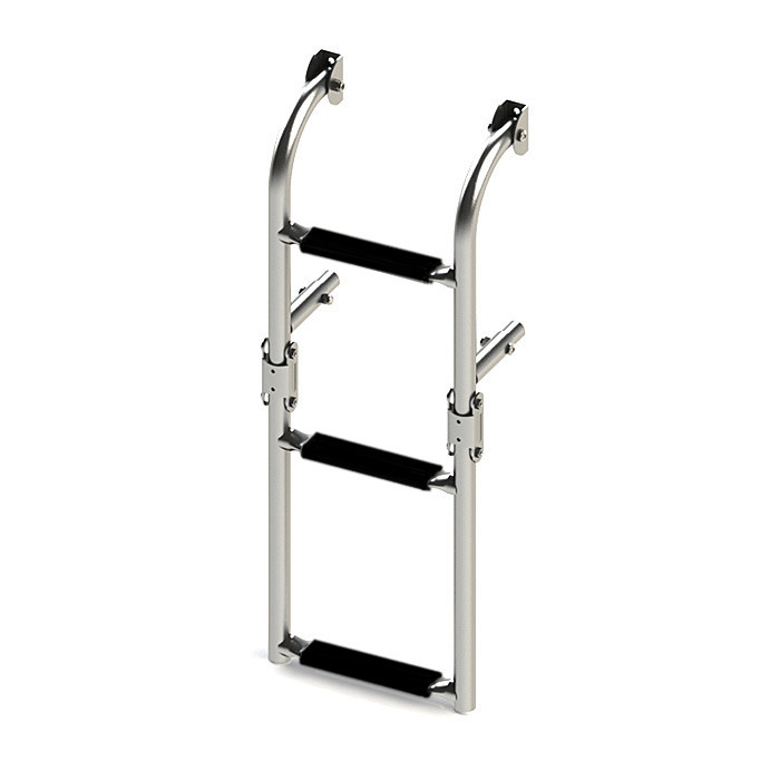 Трап складной с вертикальным креплением, 3 черных ступени (ширина 220 мм.), арт. 040171BT,          Техномарин 