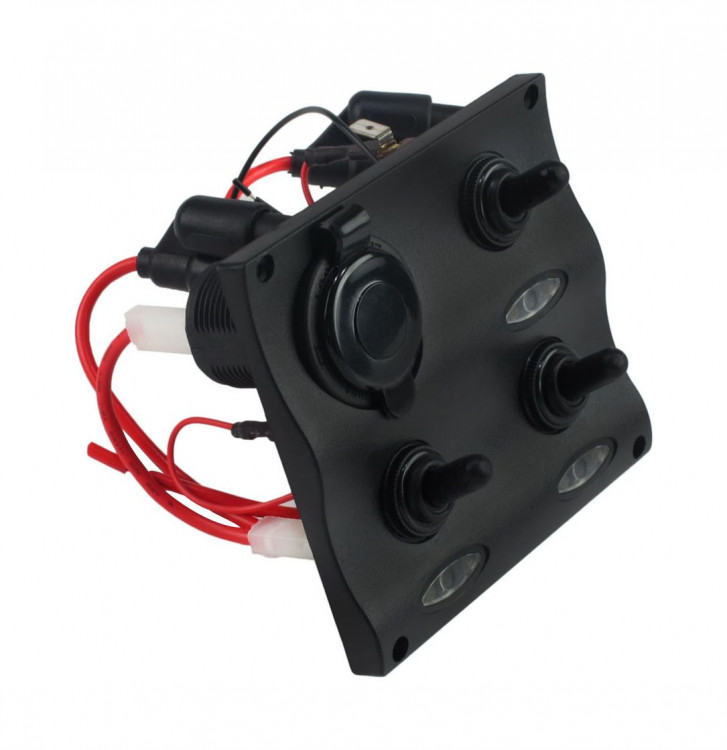 Панель бортового питания 3 переключателя, разъем прикуривателя, индикация, арт. C91339LED,          Easterner  Панель бортового питания 3 переключателя, разъем прикуривателя, индикация, арт. C91339LED,          Easterner