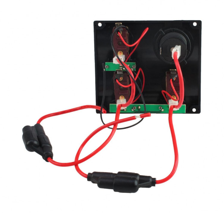 Панель бортового питания 3 переключателя, разъем прикуривателя, индикация, арт. C91339LED,          Easterner  Панель бортового питания 3 переключателя, разъем прикуривателя, индикация, арт. C91339LED,          Easterner