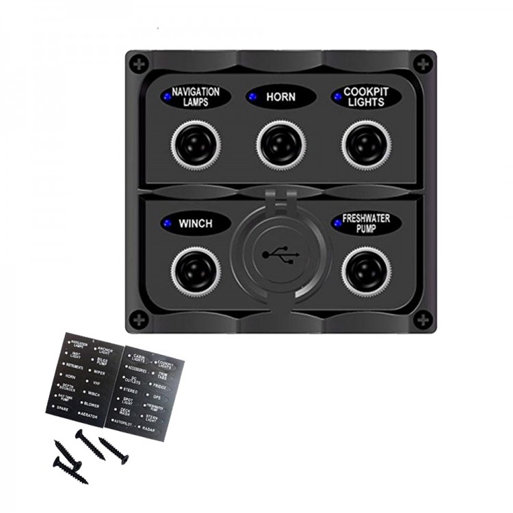 Панель управления , 5 переключателей, разъем USB, индикация, SK-TF5J/U-ts, арт. SK-TF5J/U-ts,          Skipper 