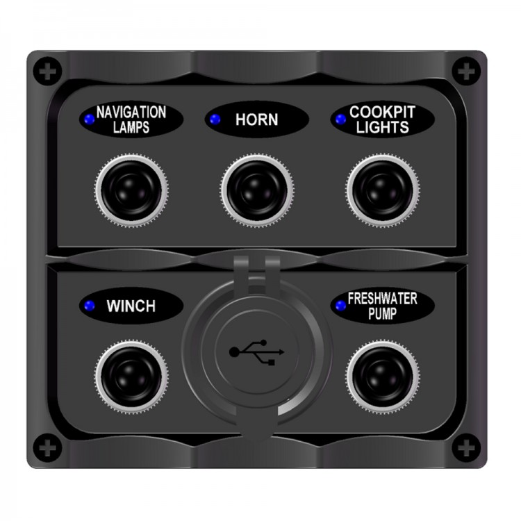 Панель управления , 5 переключателей, разъем USB, индикация, SK-TF5J/U-ts, арт. SK-TF5J/U-ts,          Skipper 