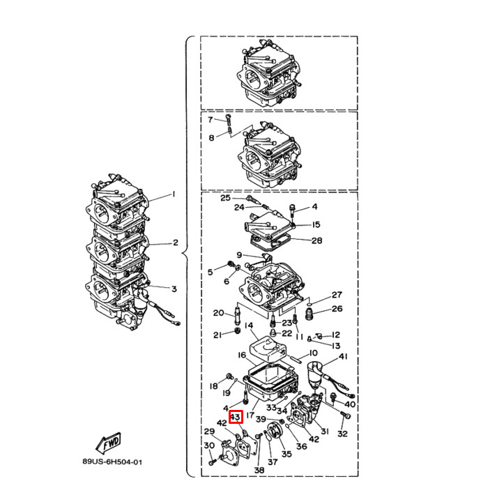 Мембрана обогатителя топливом карбюратора Yamaha 40-50 (Yamaha), арт. 6H4-24411-00,          YAMAHA 